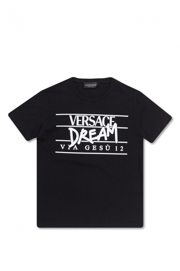 Versace Kids T-shirt with ‘Dream via Ges’ logo