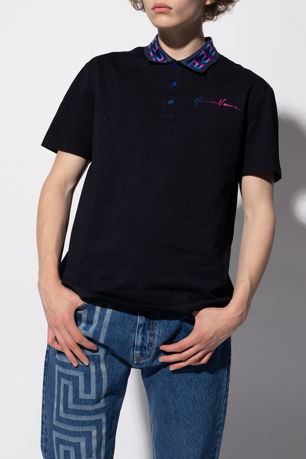 Versace Shorts polo shirt with logo