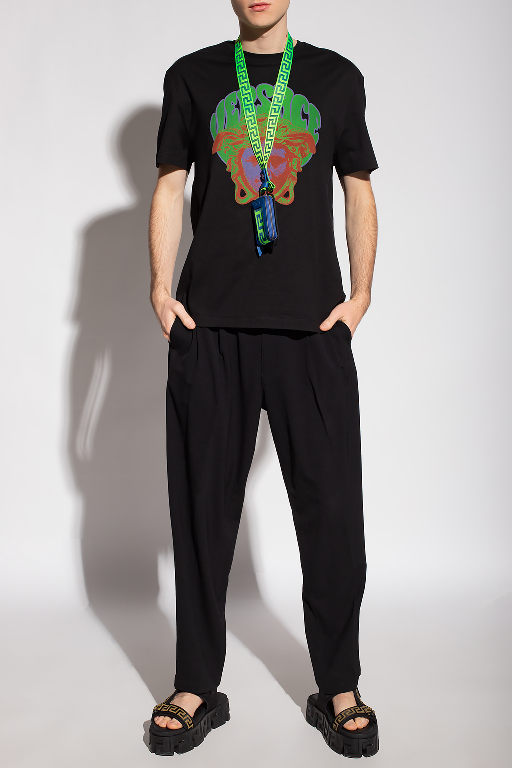 Black Patterned T - IetpShops HK - shirt Versace - Rick Owens draped  long-line T-shirt