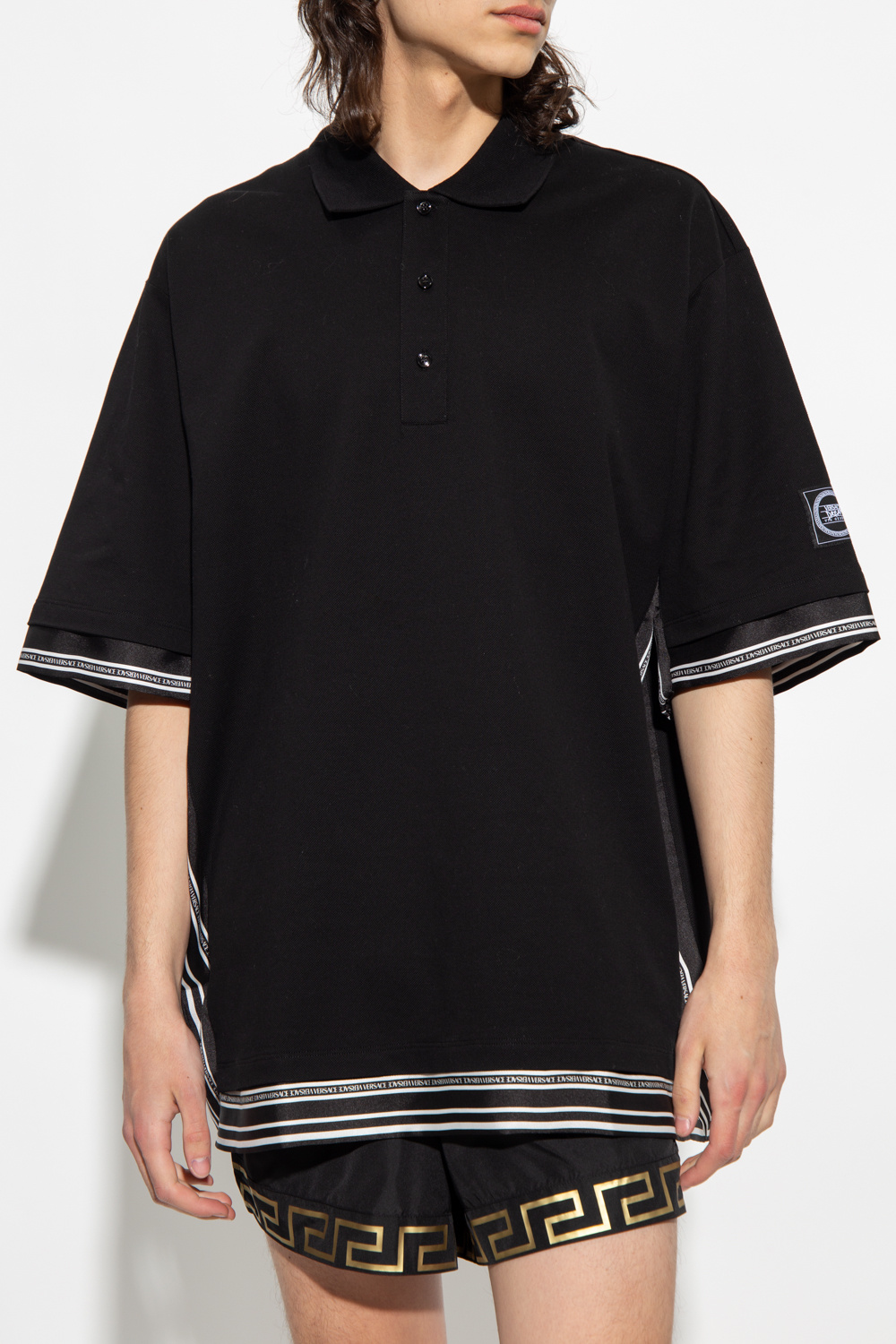 Versace AMIRI pattern-embroidered polo shirt