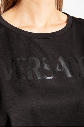 Versace Urban Revivo Lyslilla t-shirt Crewneck med striber og bølgekant