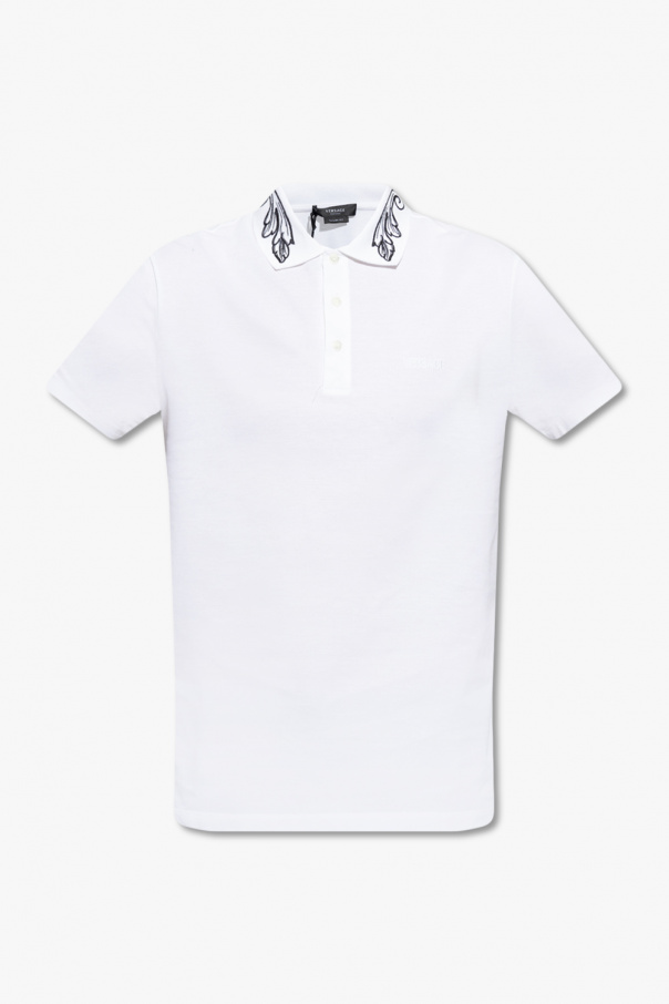 Versace Jose striped knitted polo shirt