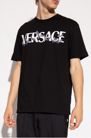 Versace TEEN logo-stripe zip-up hoodie