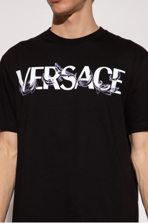 Versace TEEN logo-stripe zip-up hoodie