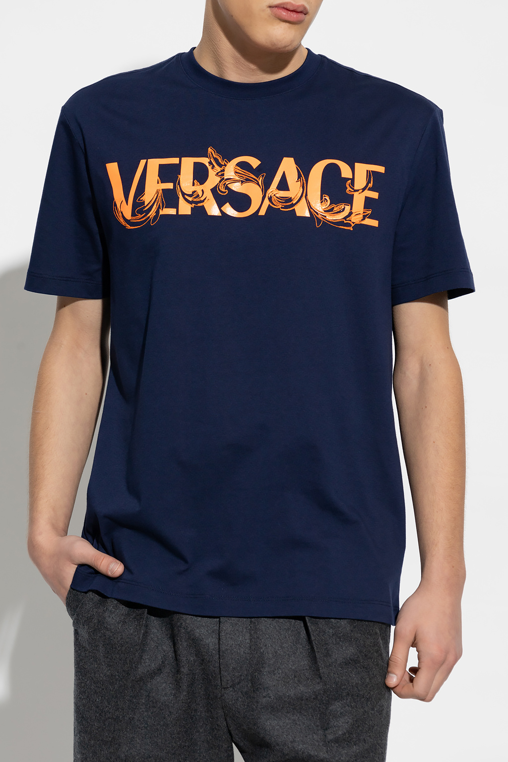 Versace Familiar floral-appliqu long-sleeved T-shirt