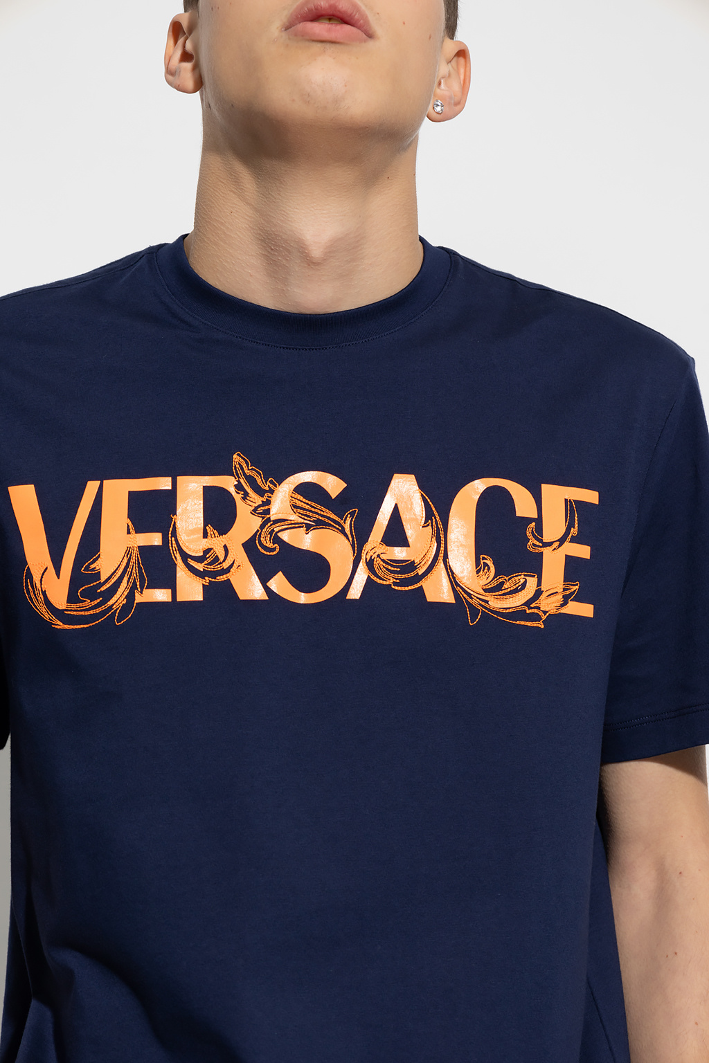 Versace Familiar floral-appliqu long-sleeved T-shirt