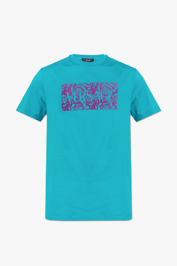 Versace COLLUSION Unisex T-shirt met lange mouwen en logoprint in roestkleur