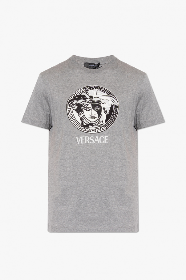 Versace camouflage-print short-sleeved polo shirt Grigio