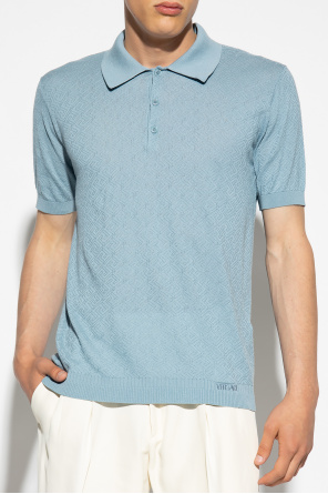 Versace Barbour International tipped sports collar polo in white