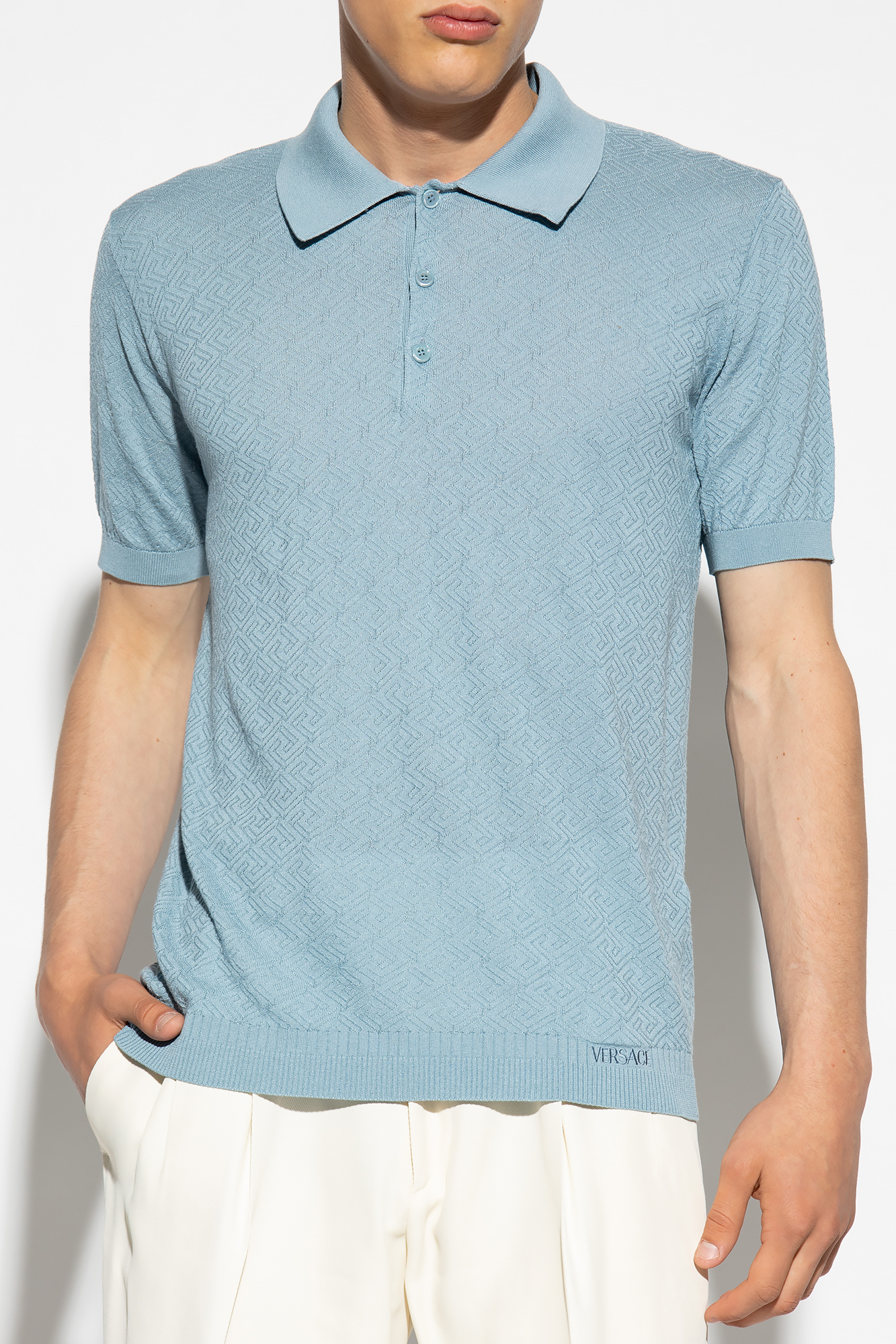 IetpShops Germany - Light blue La Greca polo shirt Versace - True Religion  logo-detail polo shirt