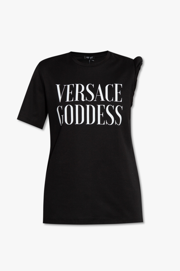 Versace cotton-blend shirt polo dress Neutrals