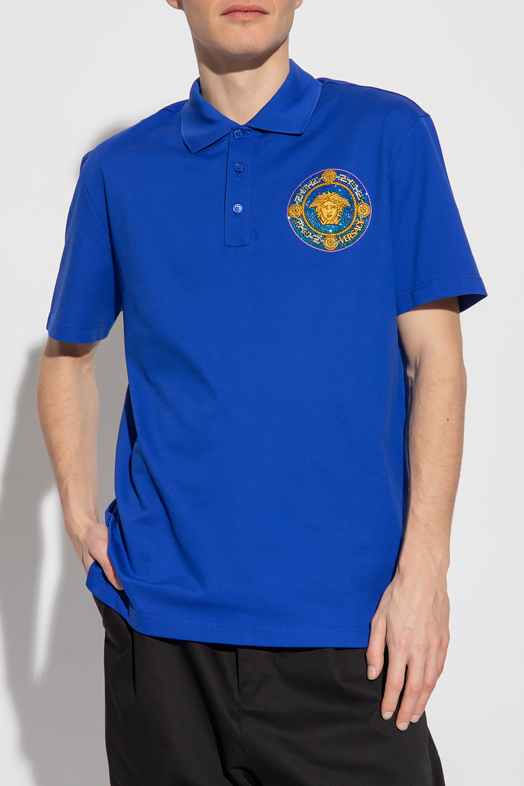 Versace White-black polo shirt with Medusa