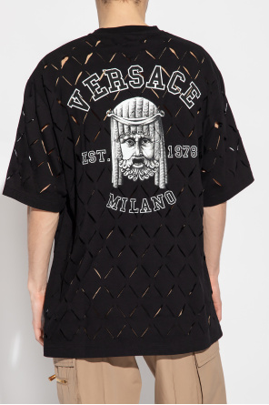 Versace Live Polaroid x Loose Fit Print Polo Shirt