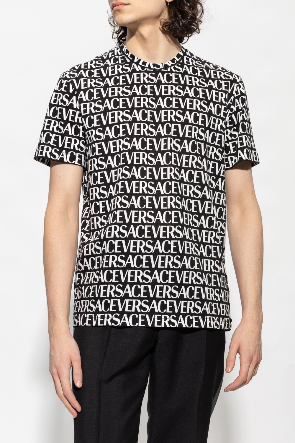 Versace Kids all-over monogram-pattern print dress - Black