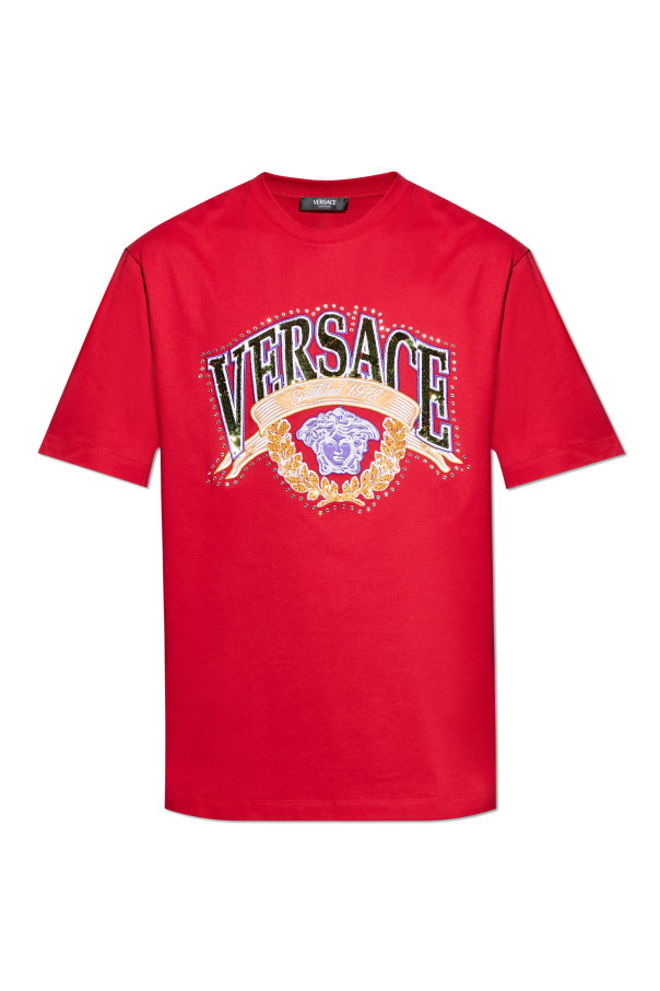 T-shirt with shimmering appliqués od Versace
