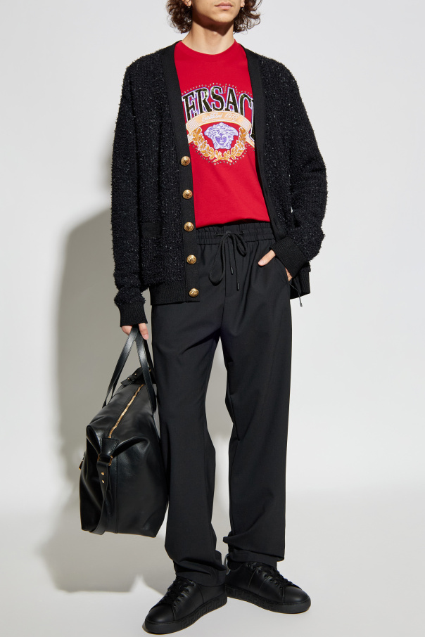 Versace T-shirt z połyskującymi aplikacjami