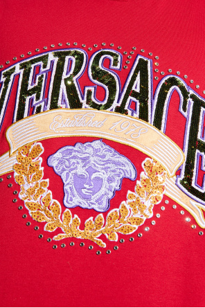 Versace T-shirt z połyskującymi aplikacjami
