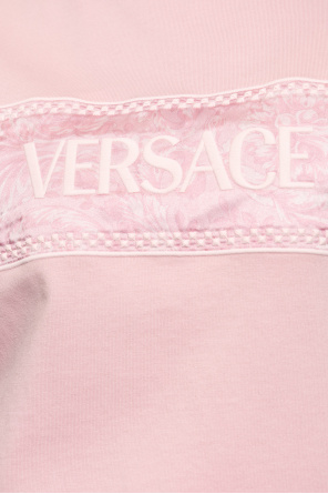 Versace Parisian Petite cropped tie front sweater co-ord in aqua
