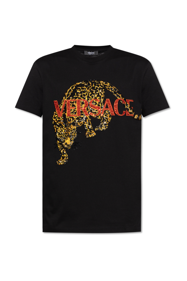 T-shirt with shimmering appliqués od Versace
