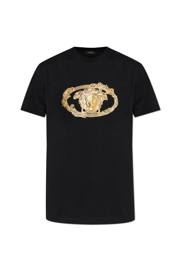 T-shirt with shimmering appliqués od Versace