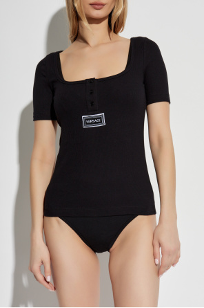 Versace Top de lencería acanalado