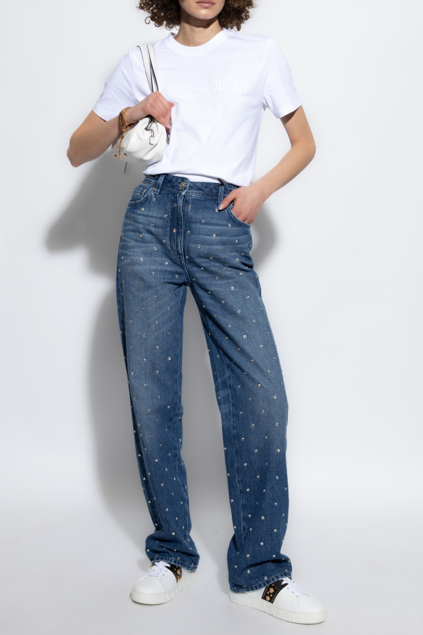 Versace Camiseta con logo bordado