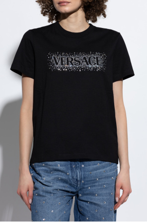 Versace T-Shirt mit schimmernden Kristallen