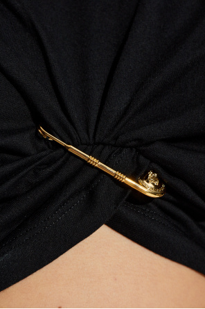 Versace Camiseta con imperdible decorativo y drapeado