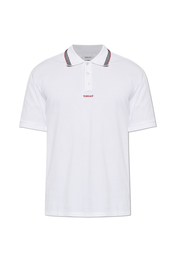 Cotton polo shirt with embroidered logo od Versace