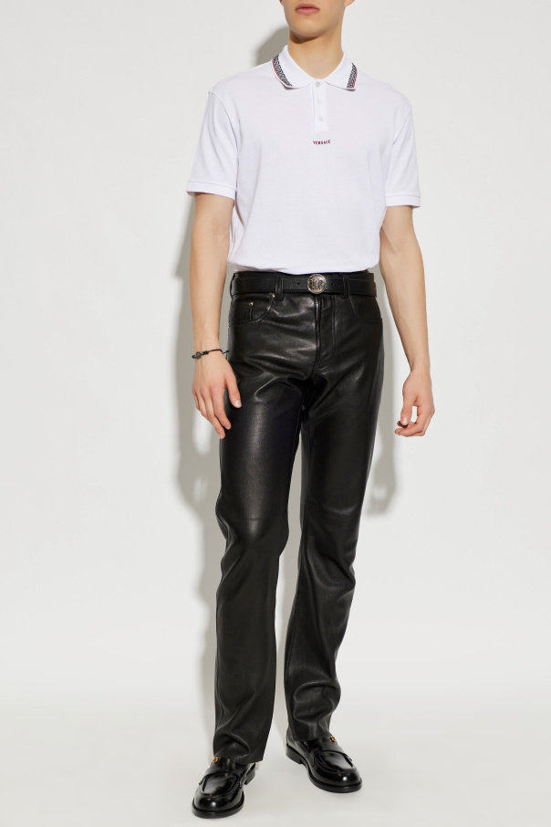 Versace Polo de algodón con logo bordado