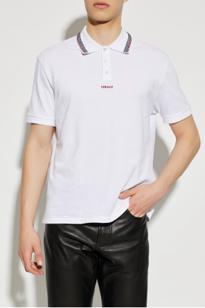 Versace Polo de algodón con logo bordado
