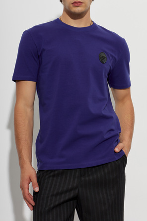 Versace Bawełniany t-shirt z naszywką