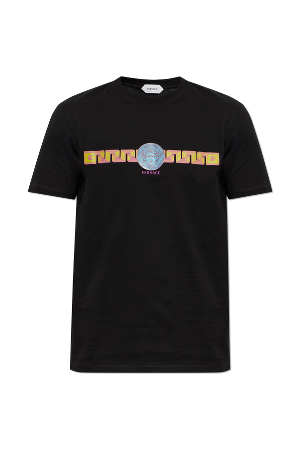 Versace Bawełniany t-shirt z nadrukiem