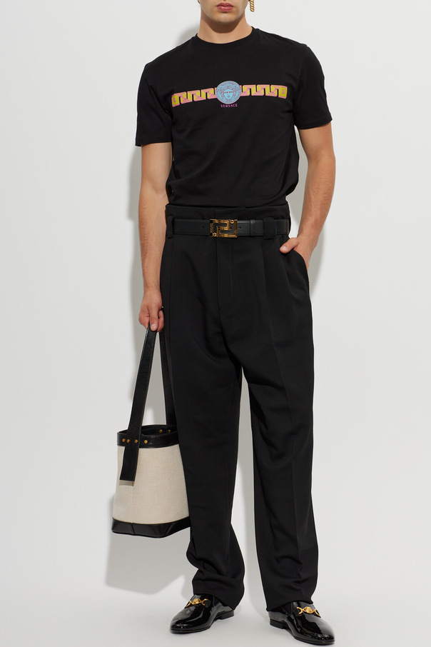 Versace Bawełniany t-shirt z nadrukiem