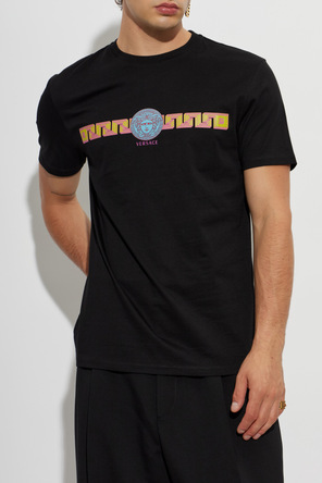 Versace Bawełniany t-shirt z nadrukiem