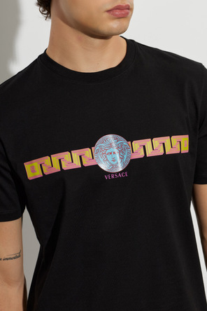 Versace Bawełniany t-shirt z nadrukiem