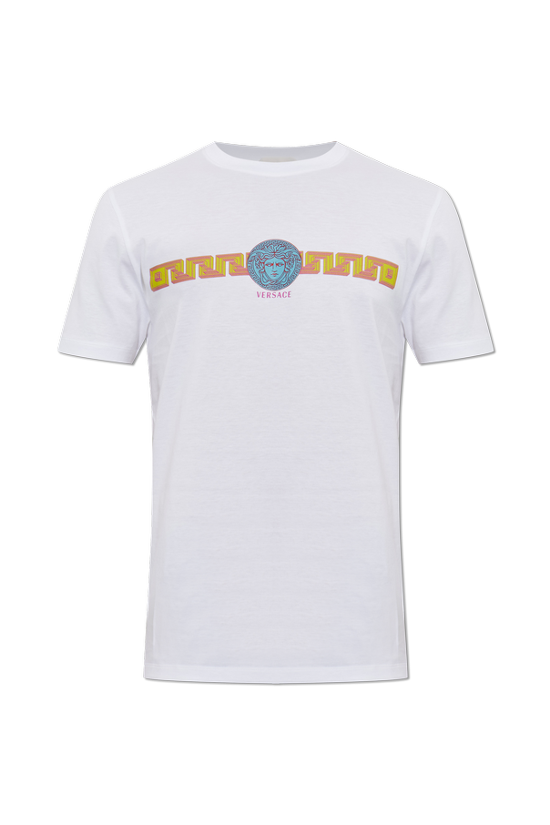 Versace Bawełniany t-shirt z nadrukiem