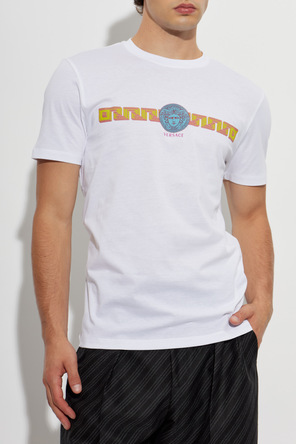 Versace Bawełniany t-shirt z nadrukiem