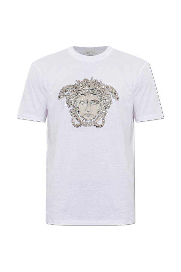 Cotton T-shirt with shimmering crystals od Versace