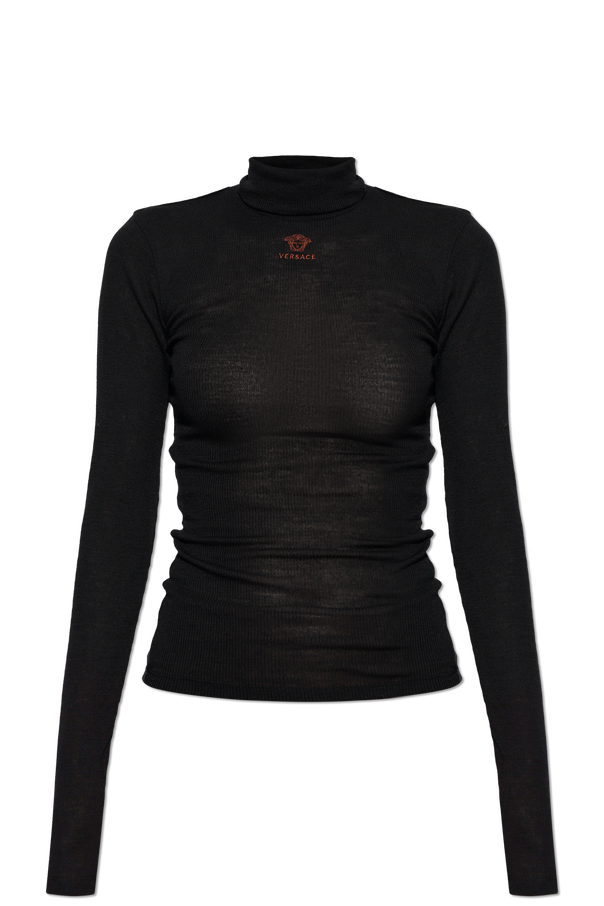 Wool turtleneck with embroidered logo od Versace