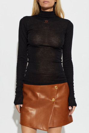 Versace Turtleneck de lã com logótipo bordado