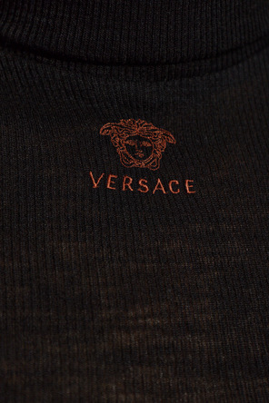 Versace Turtleneck de lã com logótipo bordado