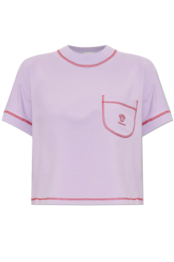 Cotton T-shirt with embroidered logo od Versace