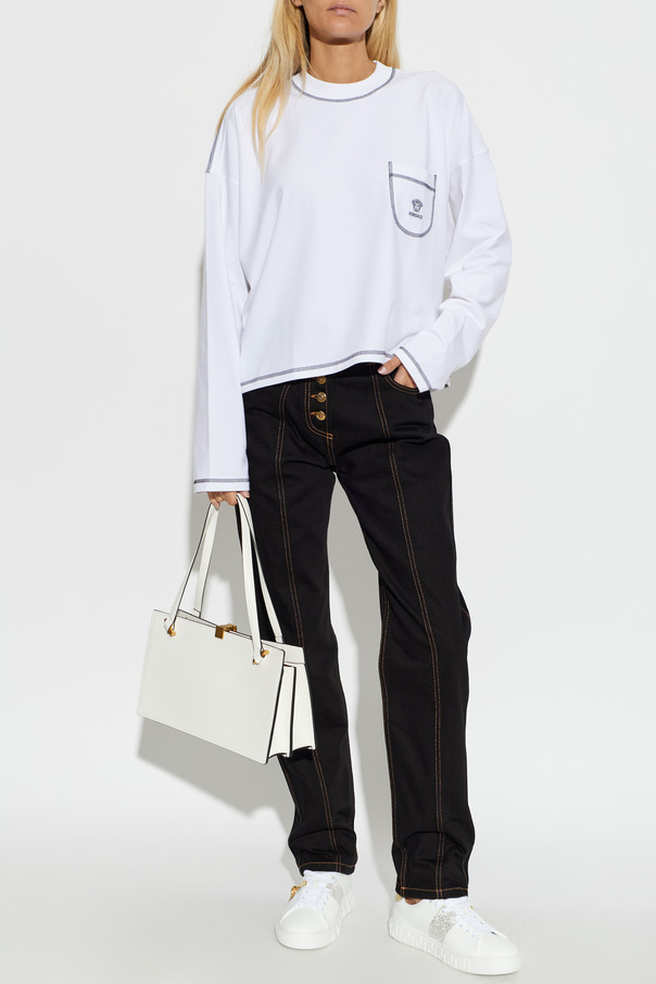 Versace Top din bumbac cu mâneci lungi