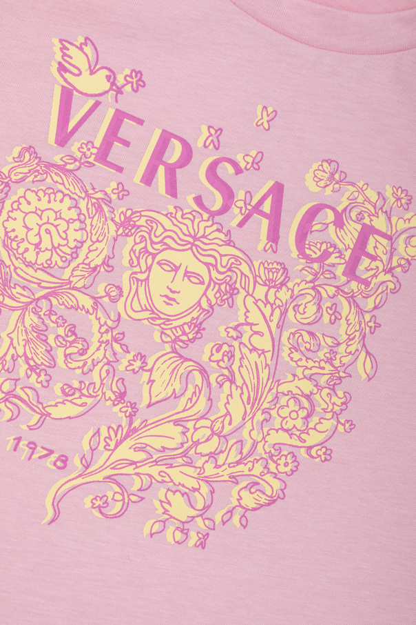 Versace Kids Памучна тениска с принт на главата ‘Медуза’