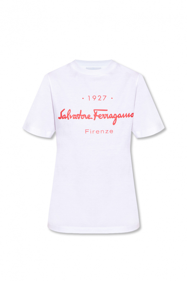 White T-shirt with logo FERRAGAMO - Vitkac GB