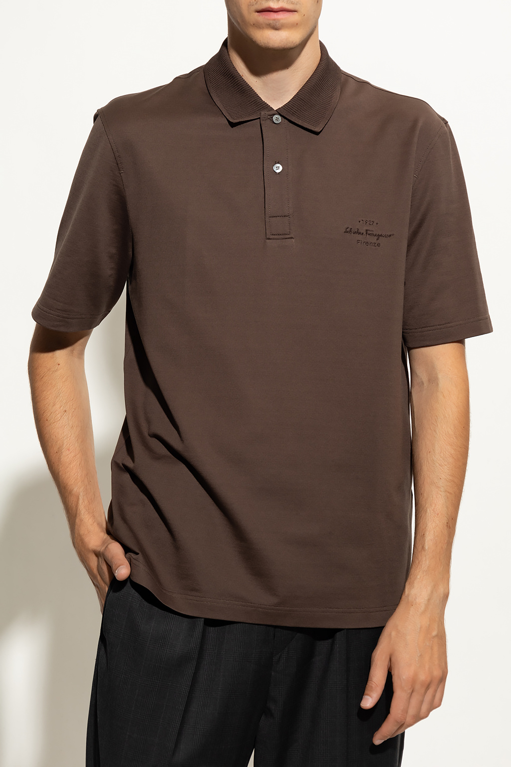 Salvatore Ferragamo Cotton Croc-Embossed polo shirt