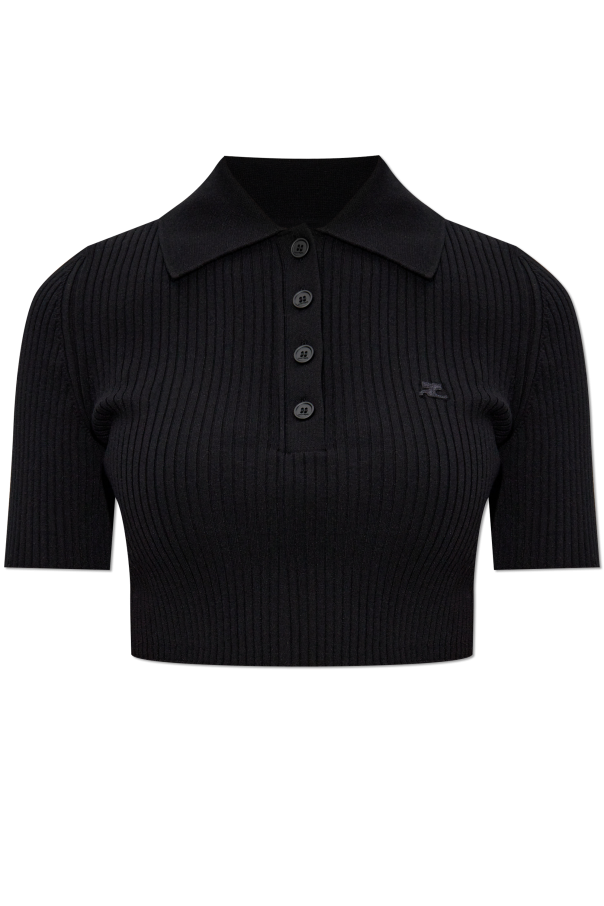 Short top with embroidered logo od Courrèges