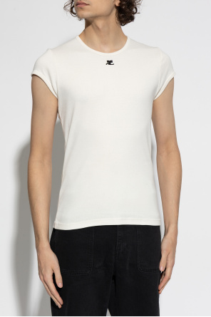 Courrèges T-Shirt mit aufgesticktem Logo