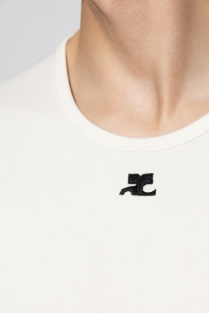 Courrèges T-Shirt mit aufgesticktem Logo